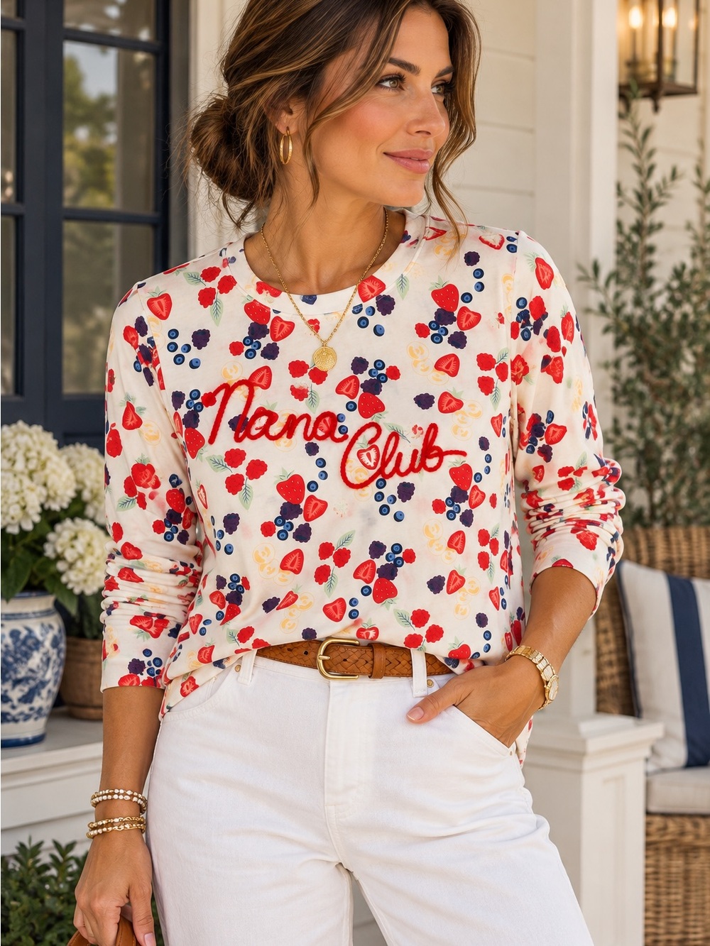 Feeling Festive Nano Club Berry Print Long Sleeve Tee Size L
